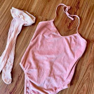 Fuzzy pink bodysuit